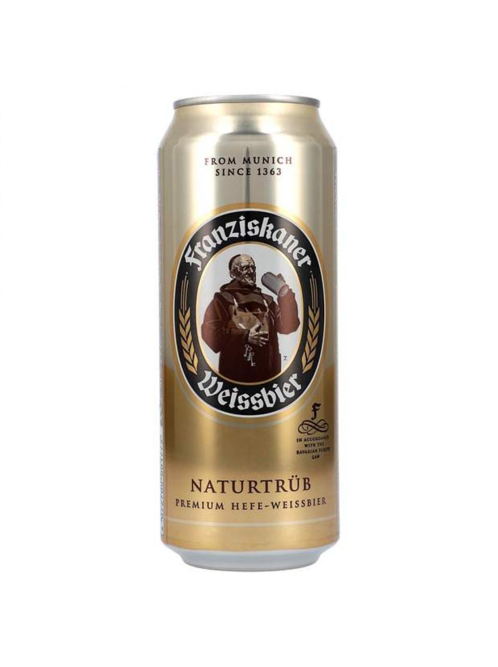 Пиво Franziskaner Premium Hefe-weissbier, 5%, 450 мл., ж/б