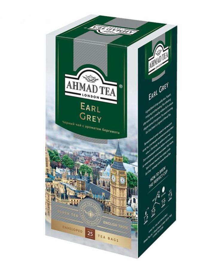Чай Ahmad Tea Earl Grey черный с бергамотом 25 пакетиков 50 гр., картон