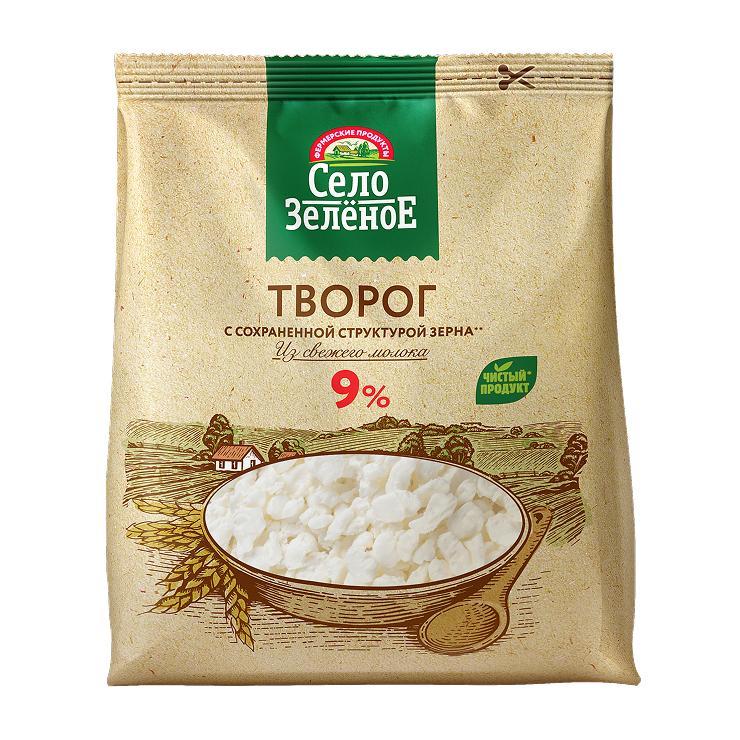 Творог Село Зелёное 9% 200 гр., флоу-пак