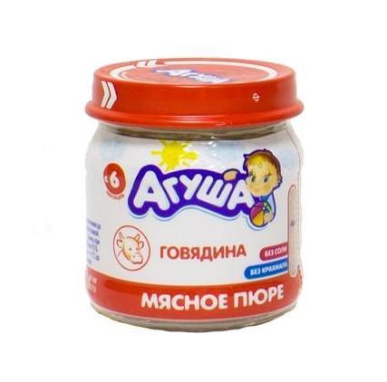 Пюре Агуша говядина с 6 месяцев 80 гр., стекло