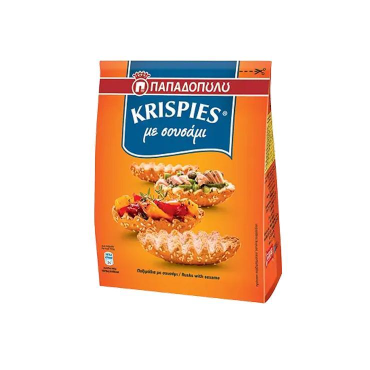 Сухари Papadopoulos krispies с кунжутом 200 гр., флоу-пак