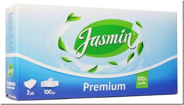 Салфетки косметические 2 слоя 100 шт. Jasmin Premium, картон