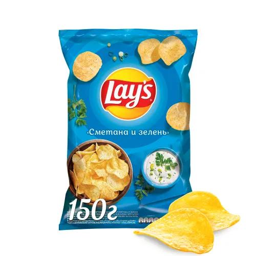 Чипсы Lay's сметана зелень 150 гр., флоу-пак