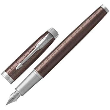 Ручка перьевая Parker IM Premium Brown CT корпус коричневый с гравировкой хром узел 0,8 мм. Cиняя
