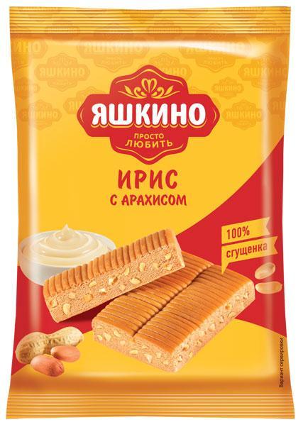 Конфеты Яшкино Ирис с арахисом 140 гр., флоу-пак