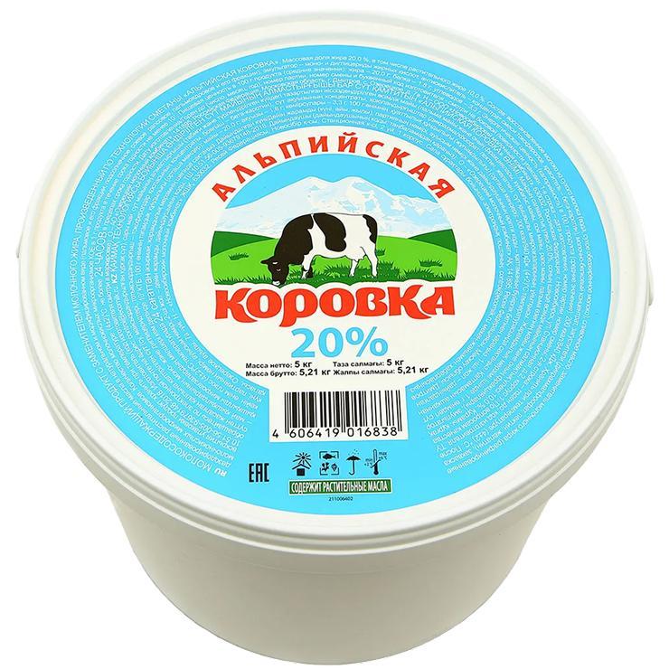 Сметанный продукт Экомилк Альпийская Коровка 20% с ЗМЖ 5 кг., ведро