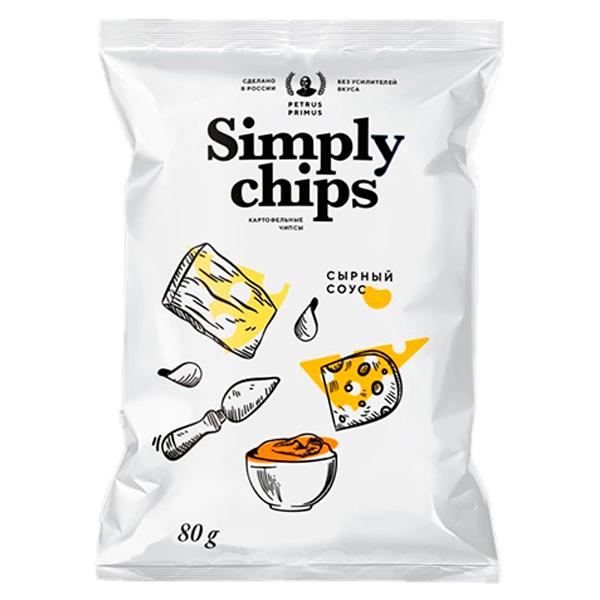 Чипсы картофельные Simply chips Сырный соус 80 гр., флоу-пак