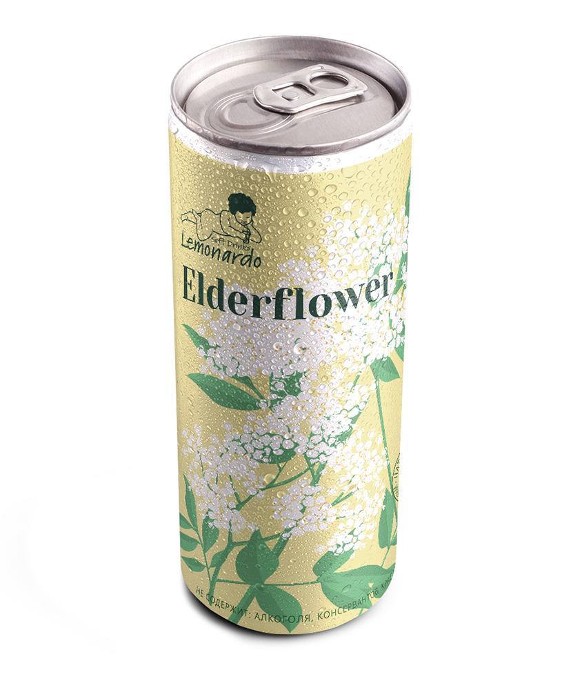 Напиток газированный Lemonardo Elderflower цветы бузины без сахара 330 мл., ж/б