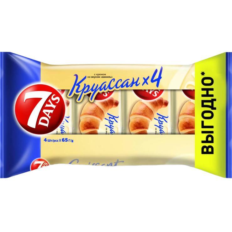 Круассаны 7 Days мини с кремом ваниль 4х65 гр., флоу-пак