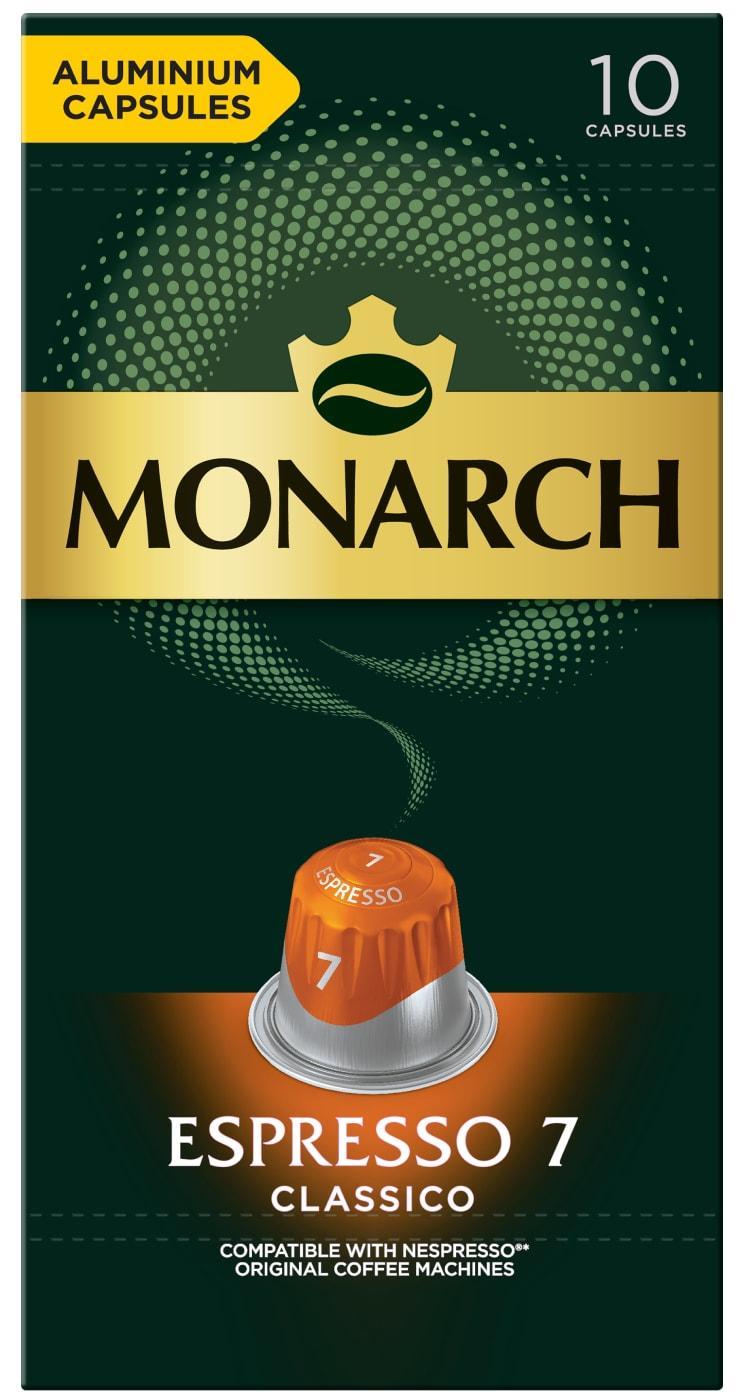 Кофе MONARCH Espresso 7 Classico натуральный жареный молотый 10 кап. 52 гр., картон