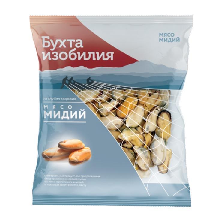 Мясо мидий Бухта Изобилия варено-мороженое 500 гр., флоу-пак