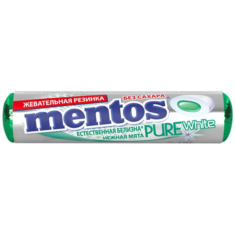 Жевательная резинка Mentos Ролл Pure White Нежная Мята15.5 гр., обертка