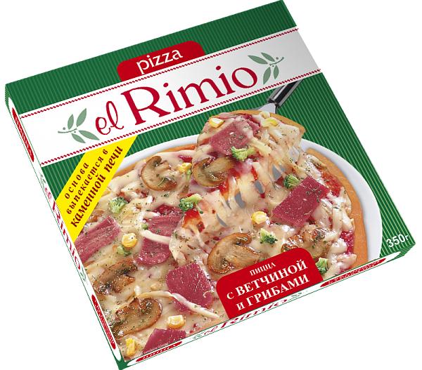 Пицца El Rimio с ветчиной и грибами замороженная 350 гр., картон
