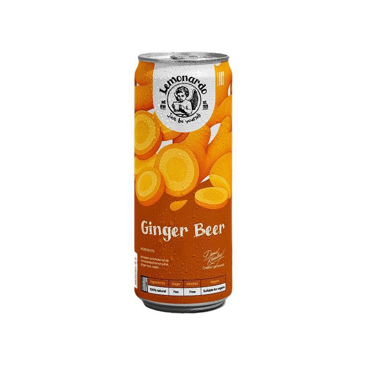 Напиток газированный Lemonardo Ginger Beer имбирь без сахара 330 мл., ж/б