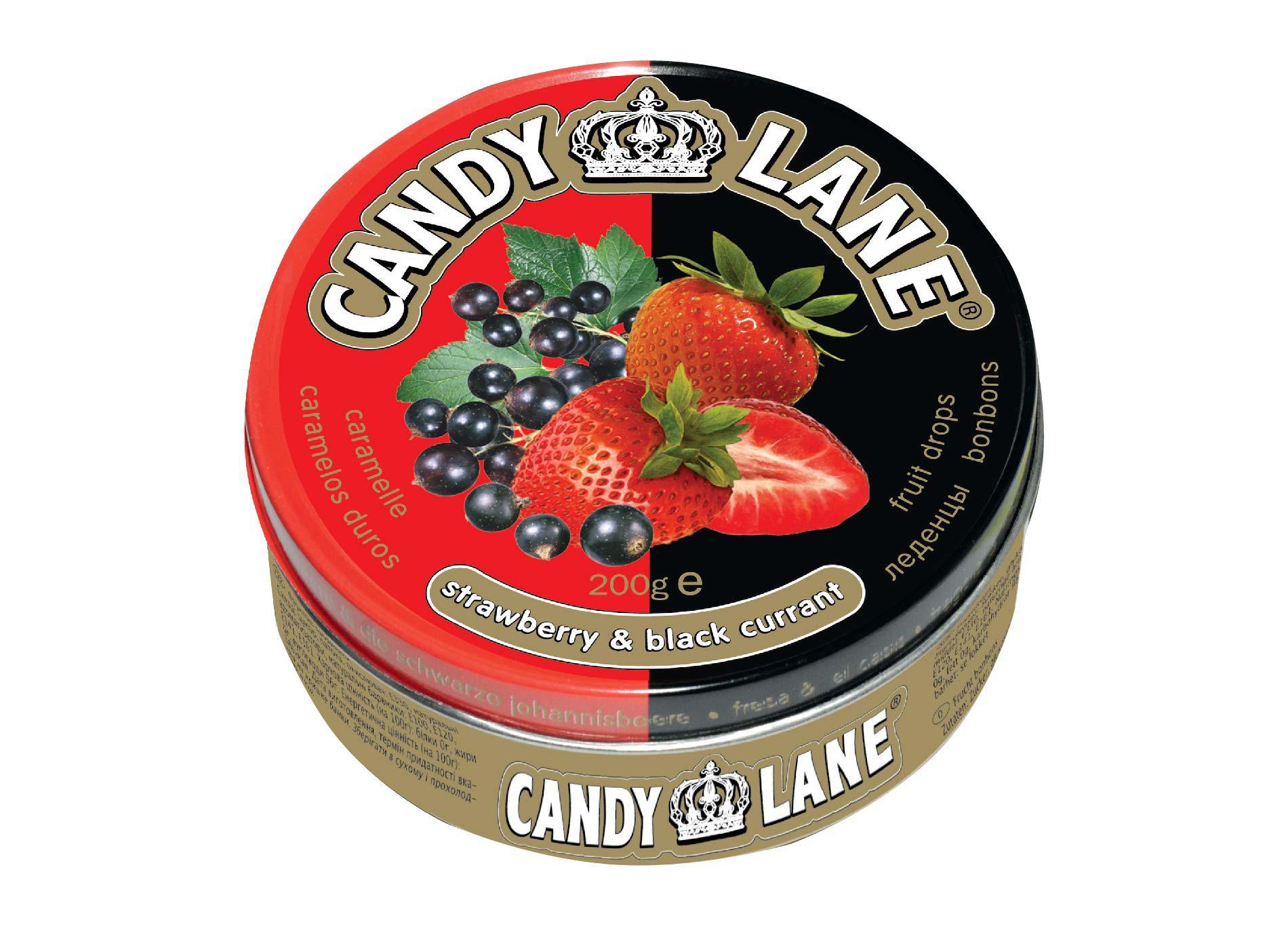 Леденцы Candy Lane фруктовые клубника/чер.смородина, 260 гр., ж/б