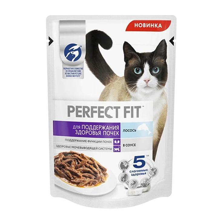 Влажный корм для кошек Perfect Fit лосось в соусе 75 гр., пауч