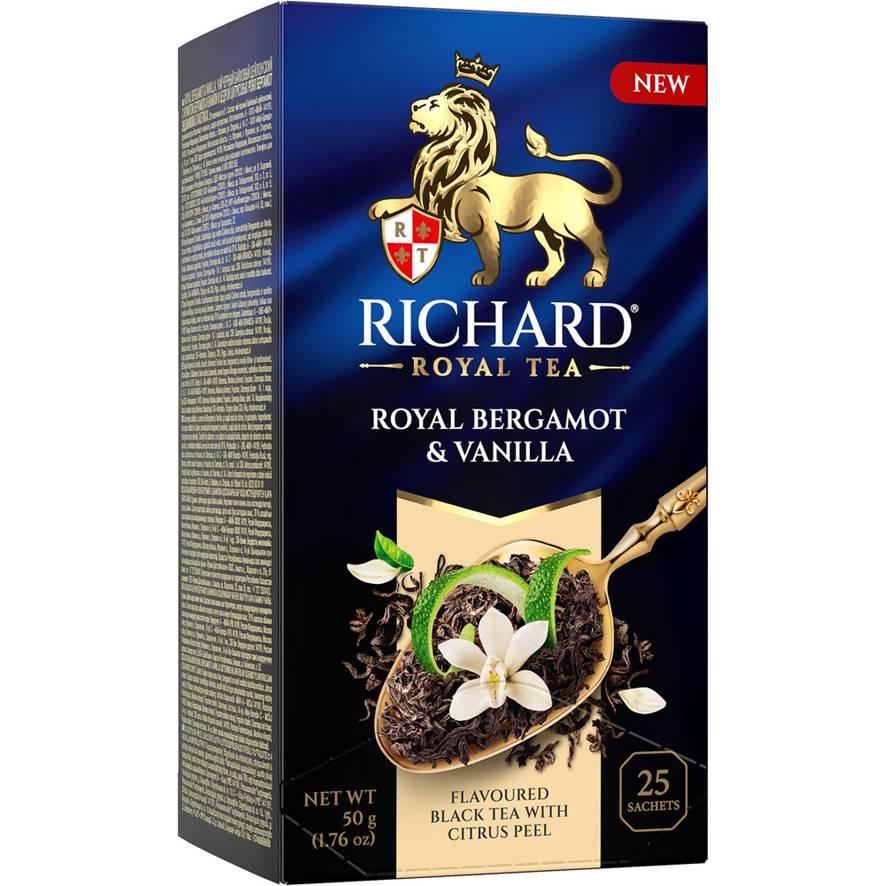 Чай Richard Пакетированный Royal Bergamot &amp; Vanilla 25 пак.*2 гр. черный, картон