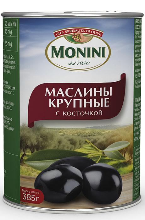 Маслины Monini крупные с косточкой 385 гр., ж/б