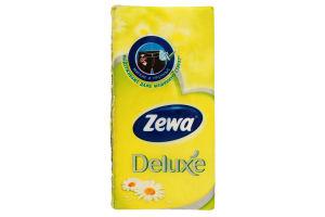 Бумажные платочки трехслойные 10 шт., Zewa Deluxe Ромашка, пластиковый пакет