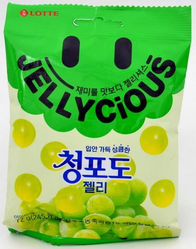 Драже Jellycious зеленый виноград жевательное 72 гр., флоу-пак
