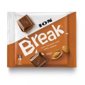 Молочный шоколад с цельными миндалём Break, 85 гр., флоу-пак