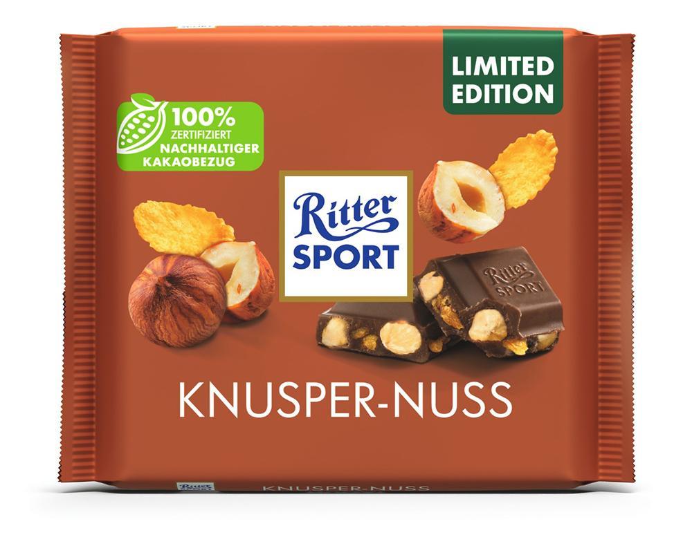 Шоколад Ritter Sport цельный лесной орех и хлопья молочный 100 гр., флоу-пак