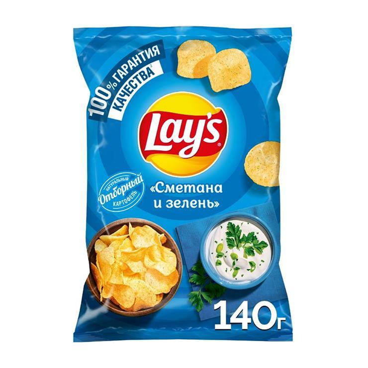 Чипсы Lay's сметана зелень 140 гр., флоу-пак