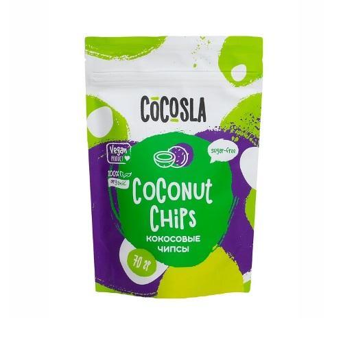 Кокосовые чипсы Cocosla высушенные 70 гр., флоу-пак
