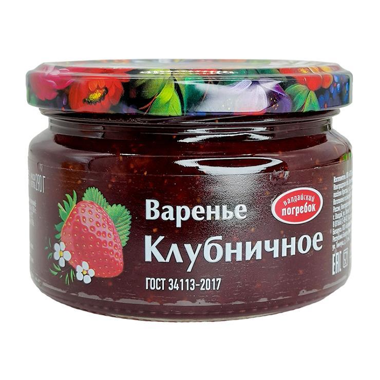 Варенье Валдайский погребок клубничное ГОСТ 290 гр., стекло