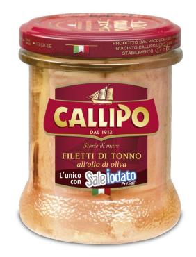 Филе CALLIPO кусочки тунца желтоперого в оливковом масле , 200 гр, стекло