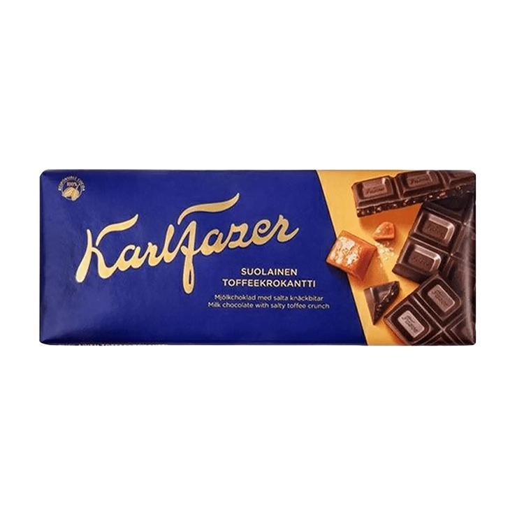 Шоколад молочный Karl Fazer крошка соленой карамели 180 гр., обетка