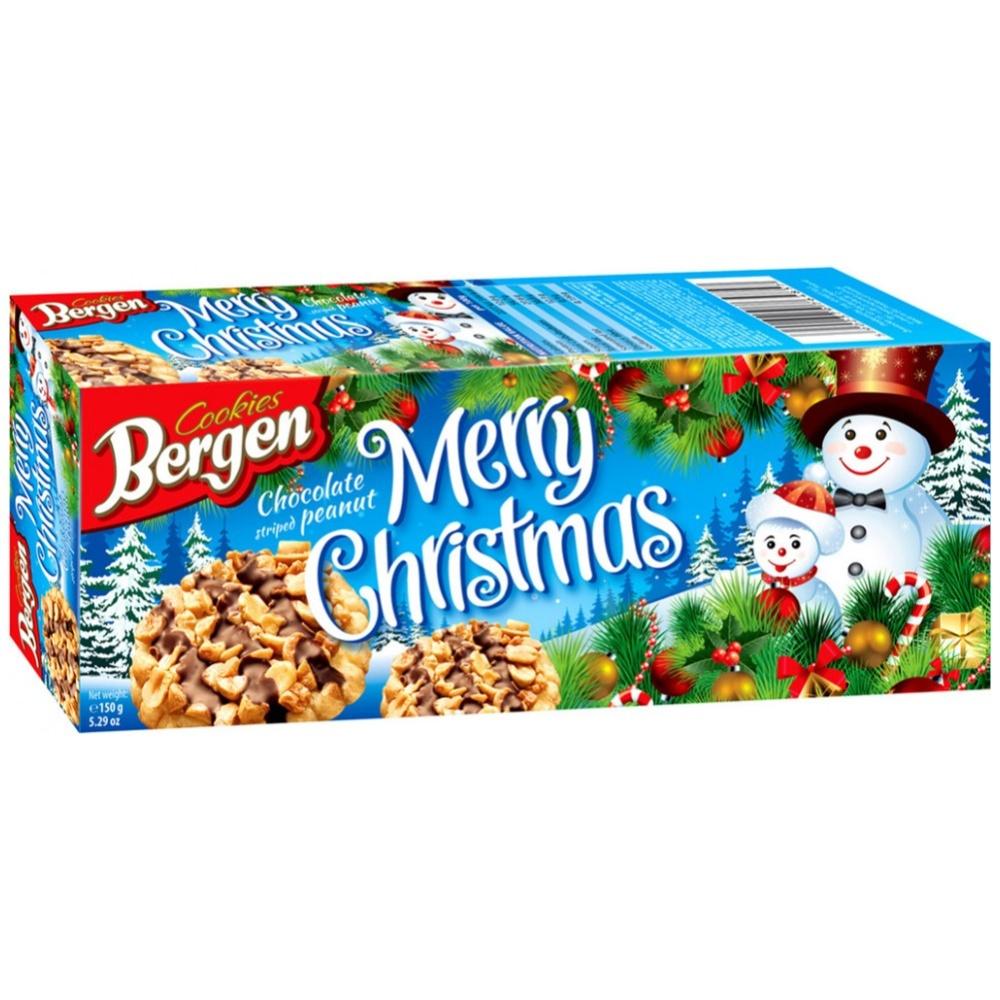 Печенье Bergen Original Cookies с арахисом декорированное темным шоколадом 135 гр., картон