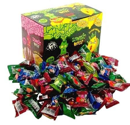 Жевательная резинка Zombie мозг ассорти вкусов кислые 3 гр., флоу-пак