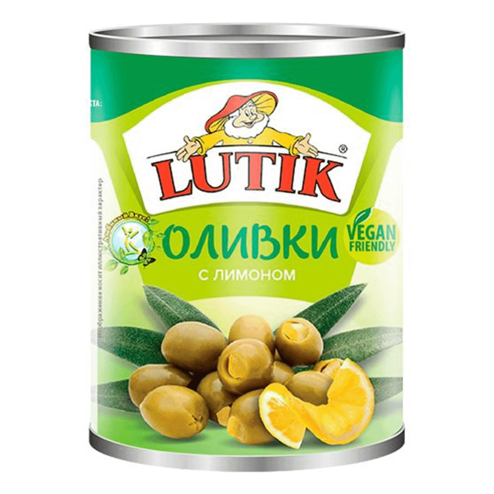Оливки LUTIK зеленые с лимоном 280 мл., ж/б