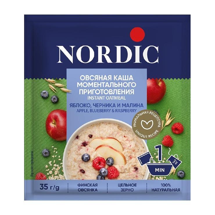 Каша Nordic овсяная яблоко черника малина 35 гр., саше