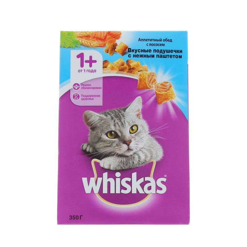 Сухой корм для кошек Whiskas аппетитный обед лосось 350 гр., картон