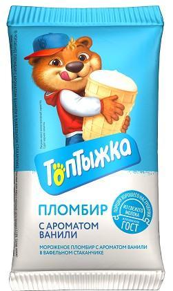 Мороженое Село Зеленое Топтыжка Ваниль 12%  70 гр., флоу-пак