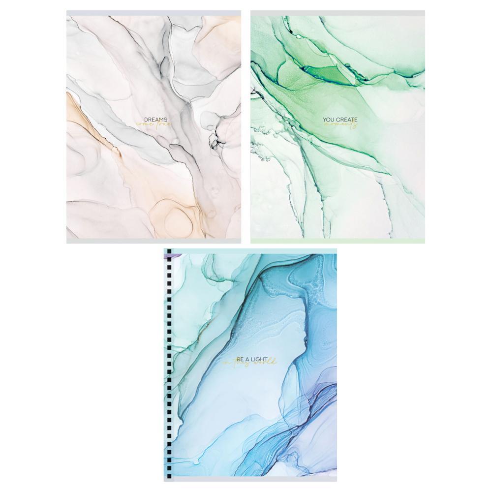 Тетрадь клетка на гребне Greenwich Line Marble color А5 80 листов 70 г/м2 матовая ламинация тиснение фольгой, пакет