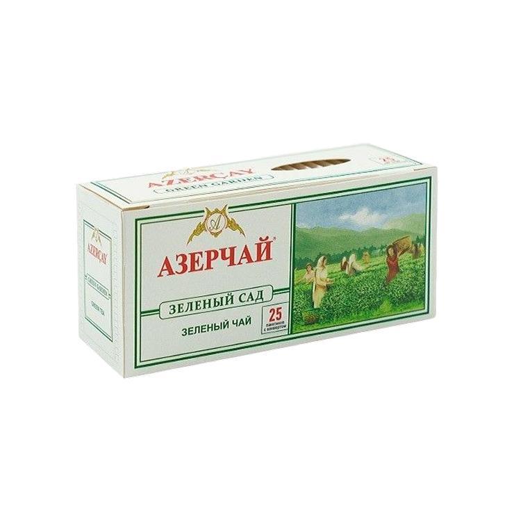 Чай зеленый Азерчай Зеленый сад 25 пакетиков 50 гр., картон