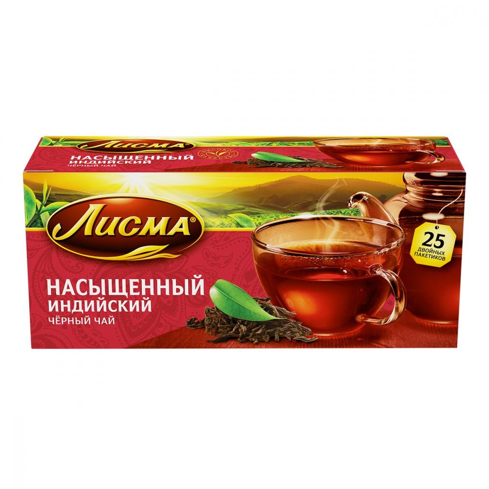 Чай Лисма Насыщенный 25 пакетиков 50 гр., картон