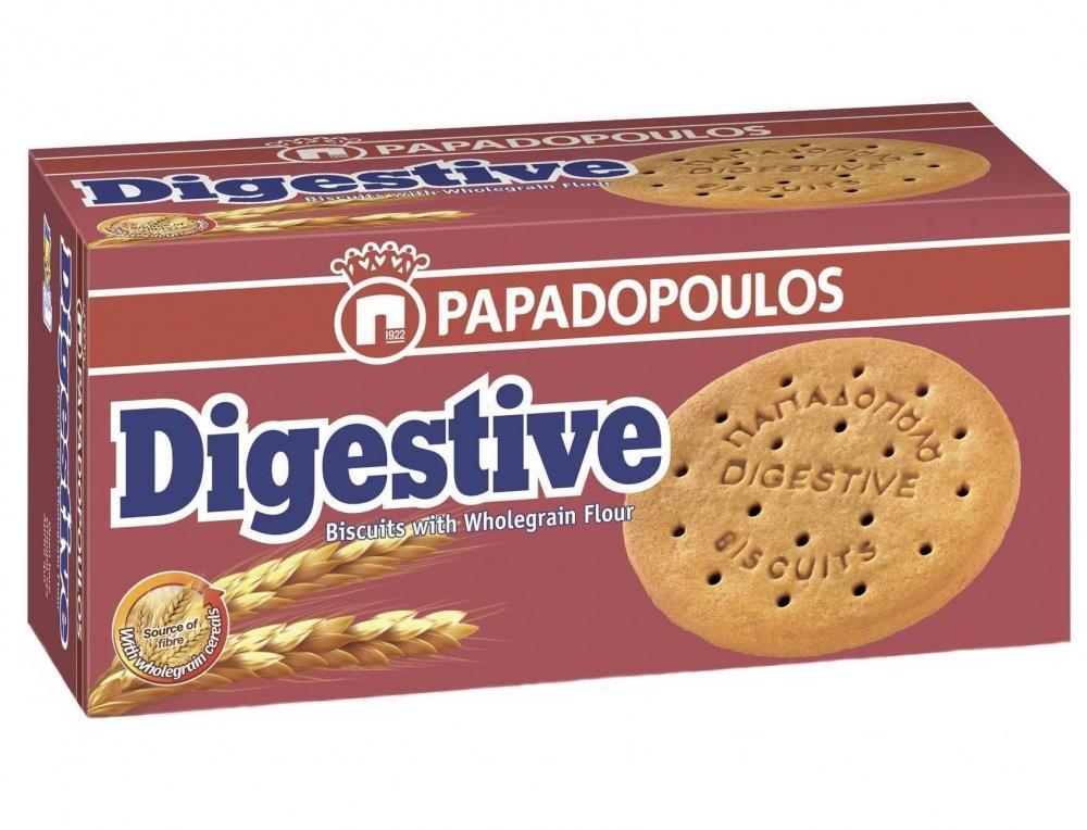Печенье Papadopoulos Digestive c цельнозерновой мукой 250 гр., картон
