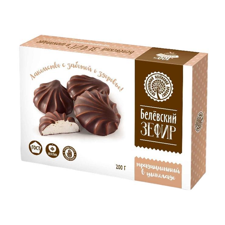 Зефир Белевский традиционный в шоколаде 200 гр., картон