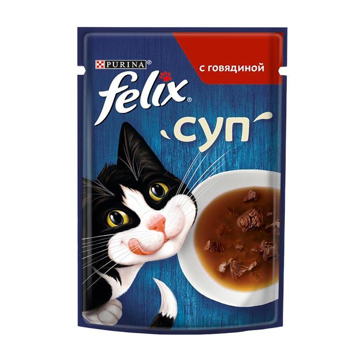 Корм для кошек Felix влажный Суп с говядиной 48 гр., пауч