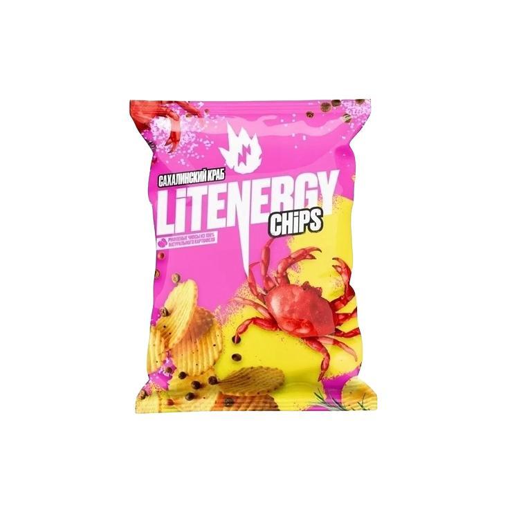 Чипсы LIT ENERGY рифленые сахалинский краб 120 гр., флоу-пак
