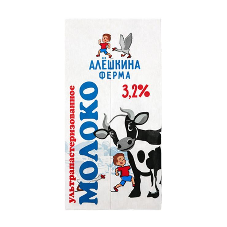 Молоко Алёшкина Ферма ультрапастеризованное 3,2% 1 л., тетра-пак