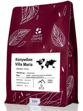Кофе молотый Unity Coffee Колумбия Villa Мaria, 250 гр., пластиковый пакет