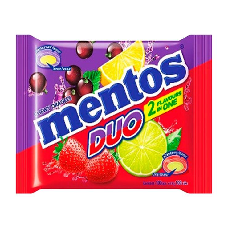 Жевательная резинка Mentos Candy Duo лимон клубника черная смородина 270 гр., флоу-пак