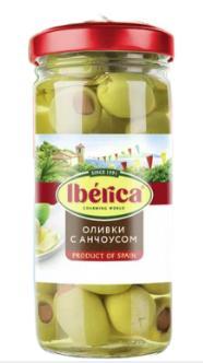 Оливки Iberica с анчоусом 235 гр., стекло