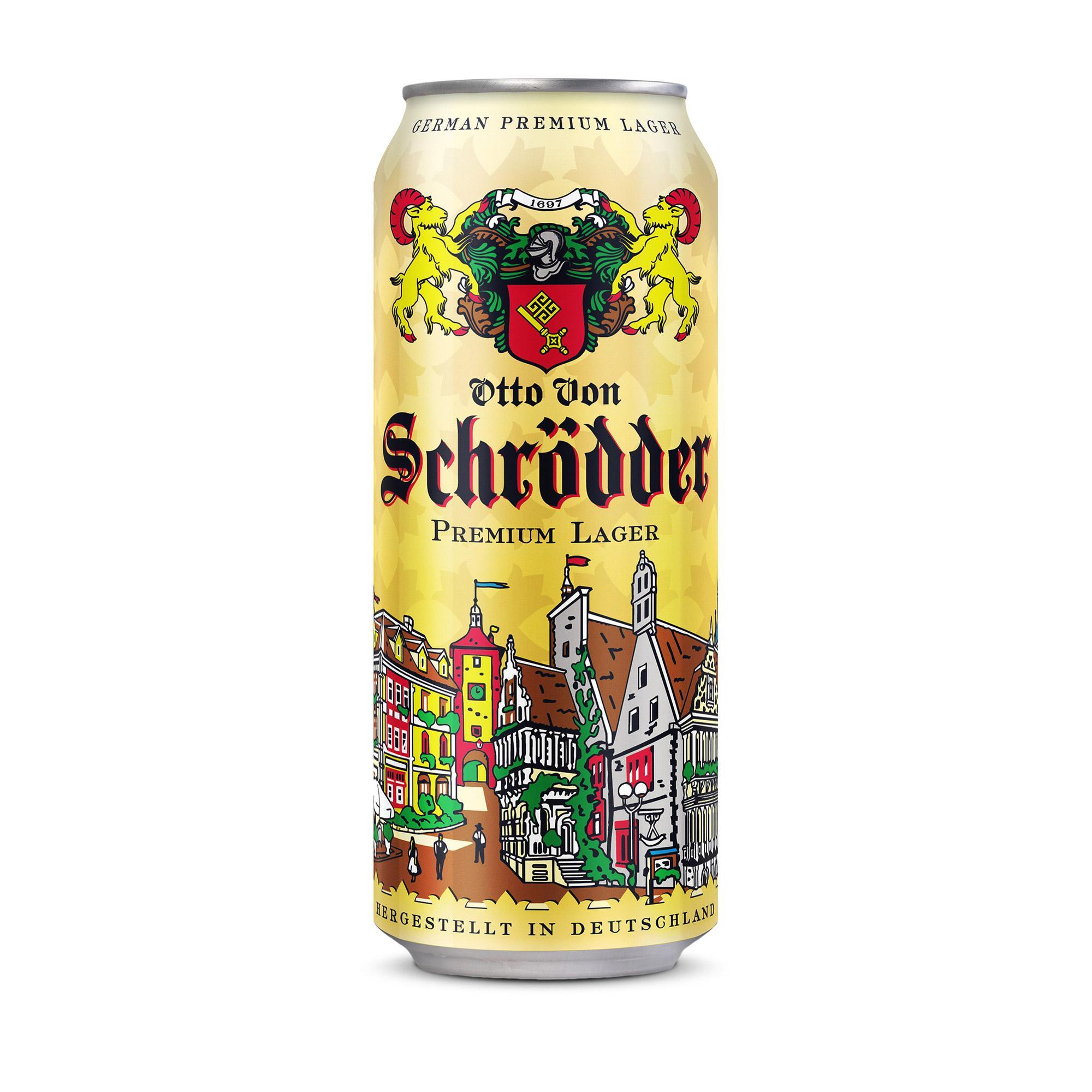 Пиво Otto Von Schrödder Premium Lager светлое пастеризованное фильтрованное 4,9% 500 мл., ж/б