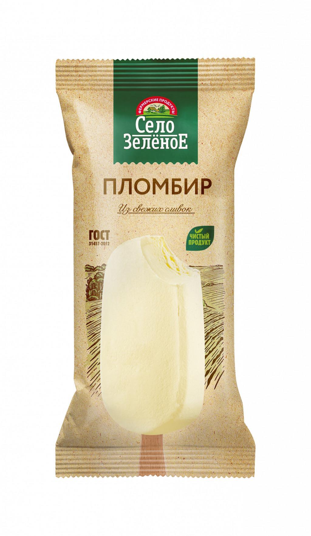 Мороженое пломбир Село Зелёное  с ароматом ванили 15%, 70 гр., флоу-пак